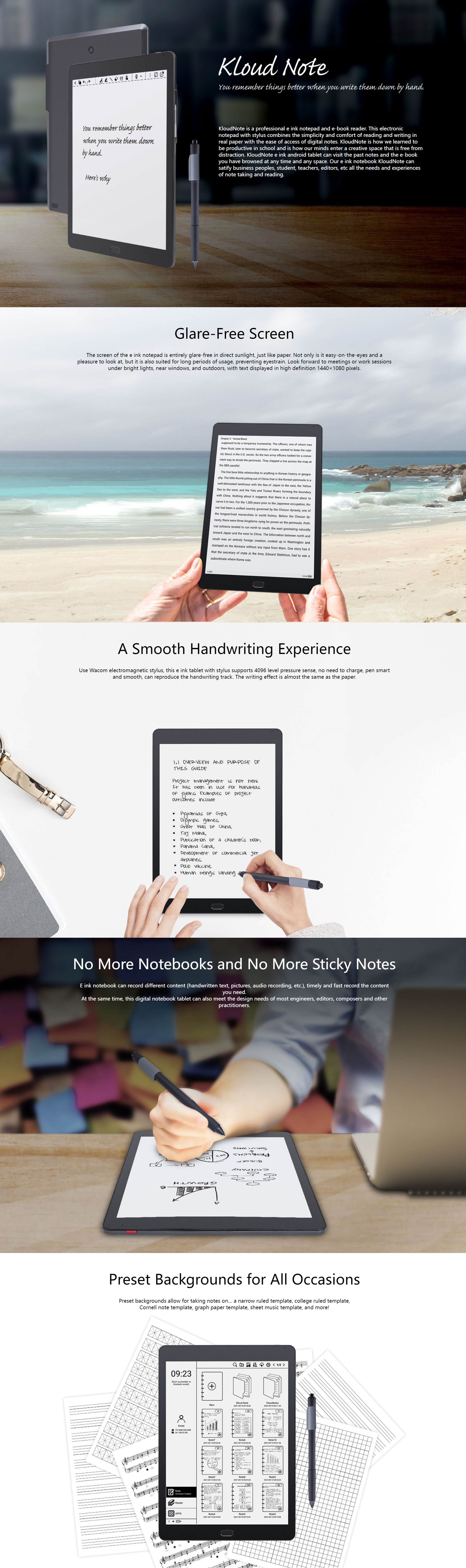 E-Ink tablet for Reading & Writing (KloudNote)